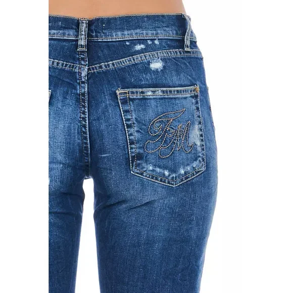 Frankie Morello Blue Cotton Jeans & Pant